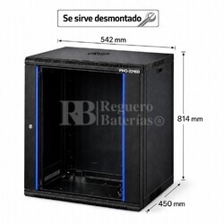 Armario Rack 16U 542x450 mm desmontado | Mural Phasak ECO PHO 2216-D